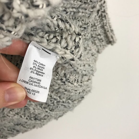 J.Crew Women's S White Light Gray Chunky Knit Sweater Alpaca Wool Blend B5 - Picture 5 of 5